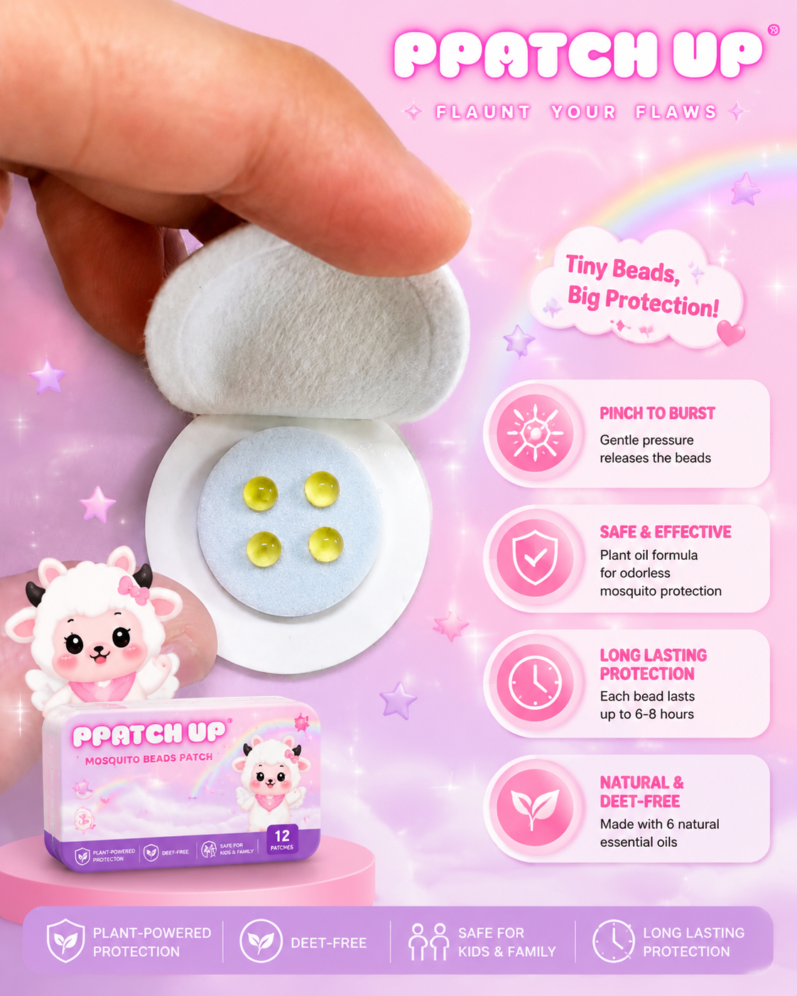 Mosquito Beads Patch – Plant-Powered Repellent for Kids & Family